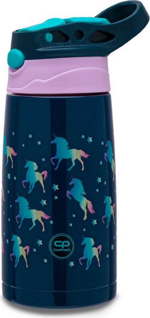 CoolPack | Thermosflasche Bono - 350 ml - Blau Einhorn - BPA-frei - für Schule und Reisen
