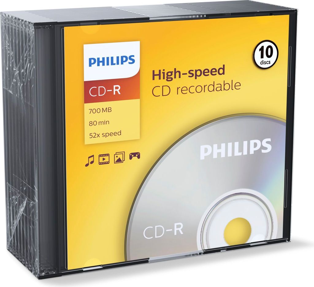 Philips - 10 x CD-R - 700 MB (80 Min) 52x - Slim Jewel Case Immagine del prodotto 