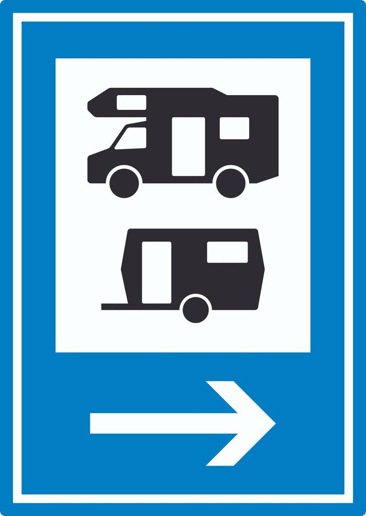 Wohnmobil- und Wohnwagenplatz rechts Aufkleber A5 (148x210mm)
