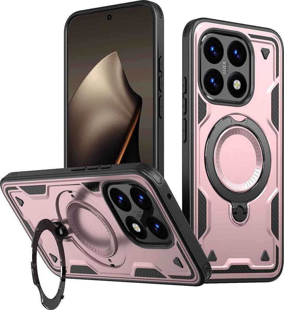 Dual Layer Hülle für Xiaomi 15T mit Ring Ständer Magnetisch Stoßfest Handyhülle Roségold