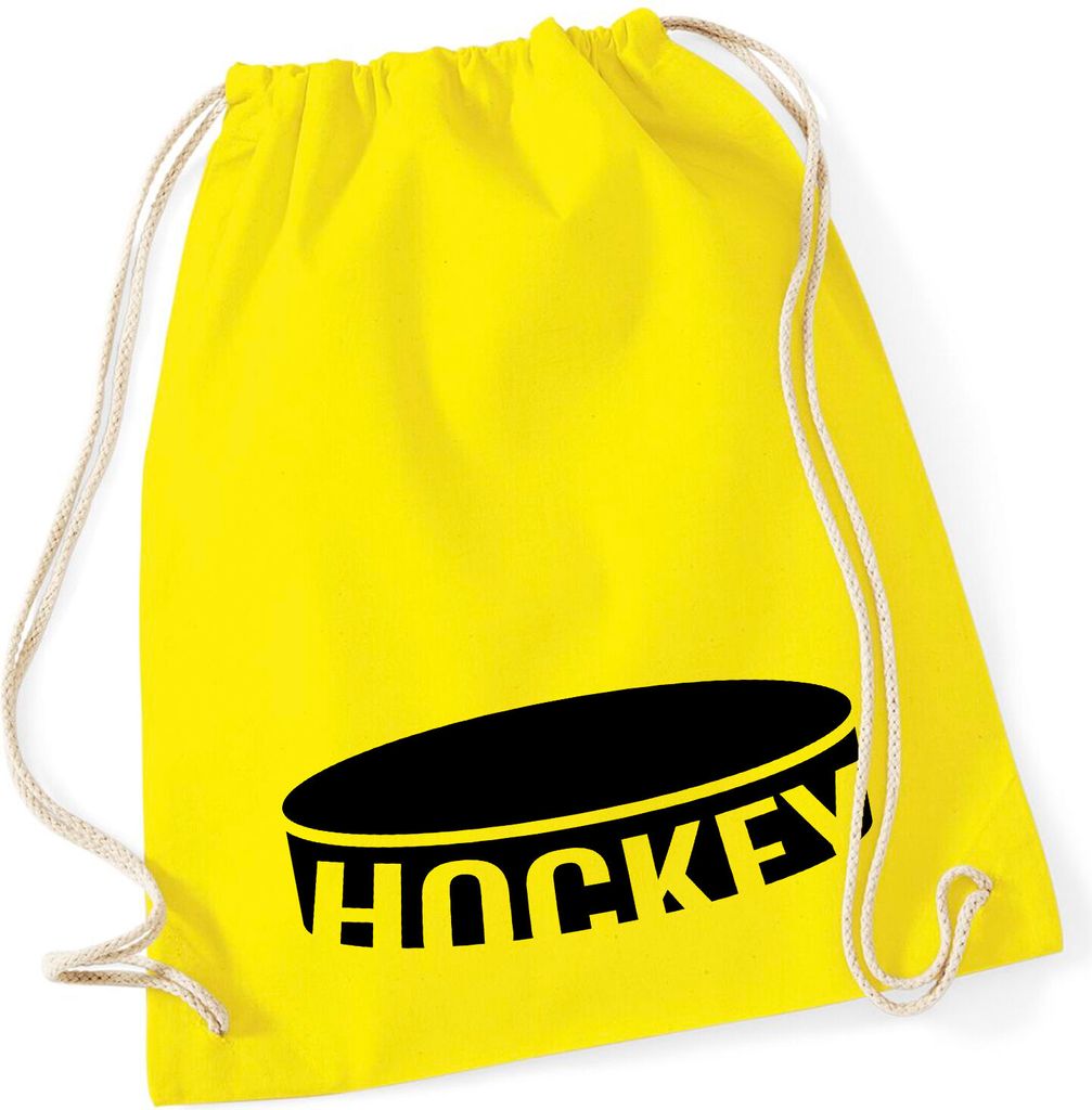 Huuraa Turnbeutel Hockey Puck 12 Liter Yellow Baumwolle Rucksack Geschenkidee