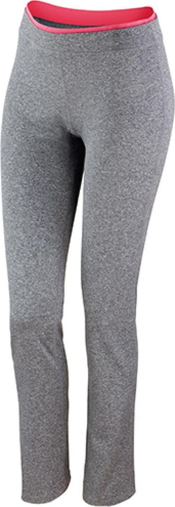 SPIRO S275F | Damen Fitness Hose + Komfortable Passform - Farbe: Sport Grey Marl/Hot Coral - Größe: M (12)
