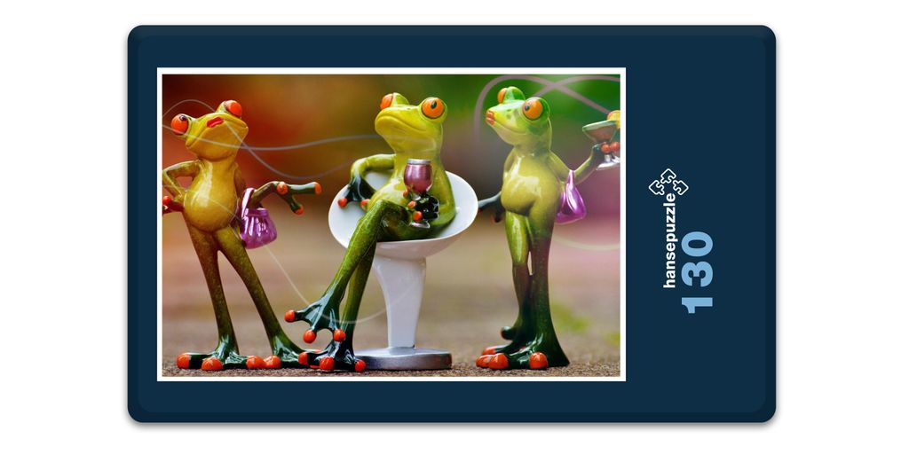 hansepuzzle 17568 - Frosch Puzzle, 130 Teile, Tierwelt, 28,7 x 20,0cm mit hochwertiger Aufbewahrung, Kartonbox und wiederverschließbarem Beutel
