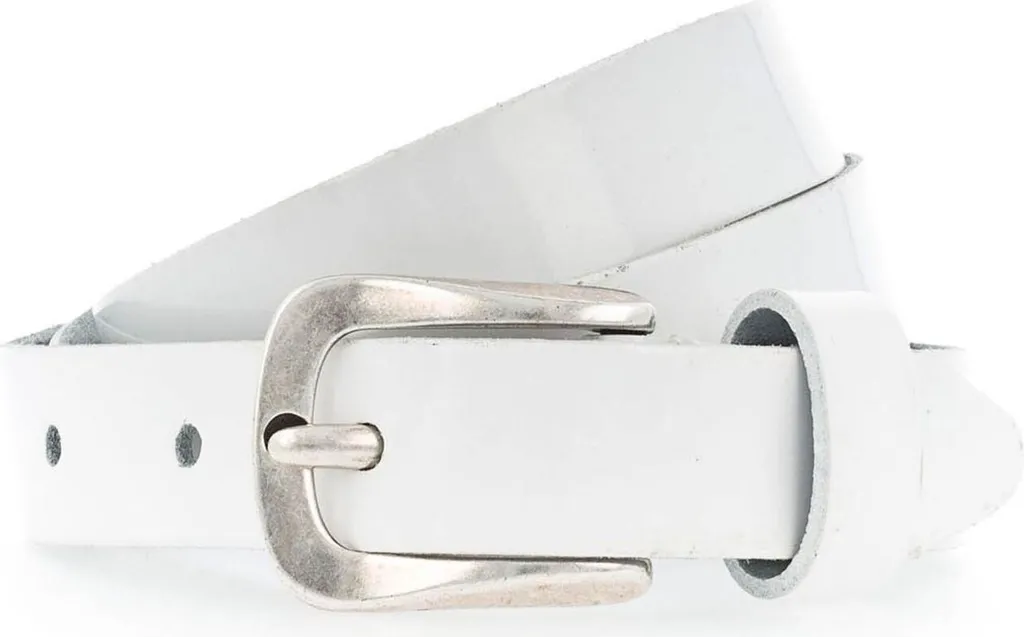 Cintura Donna Anthoni Crown In Vera Pelle Bianca - Larghezza 2,5 Cm, Fibbia Argento Con Cristallo