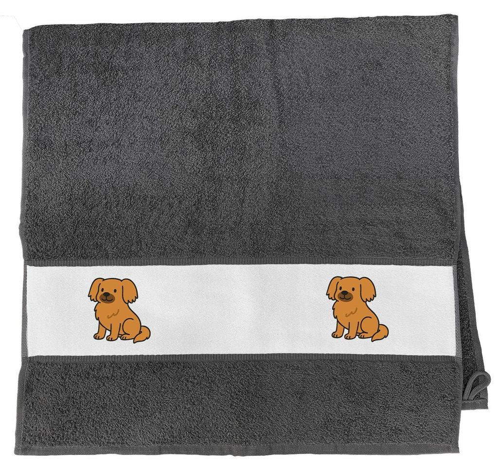 Huuraa Handtuch Tibet Spaniel Comic Tibbie 50x100cm Graphite Baumwolle Handtuch Geschenkidee