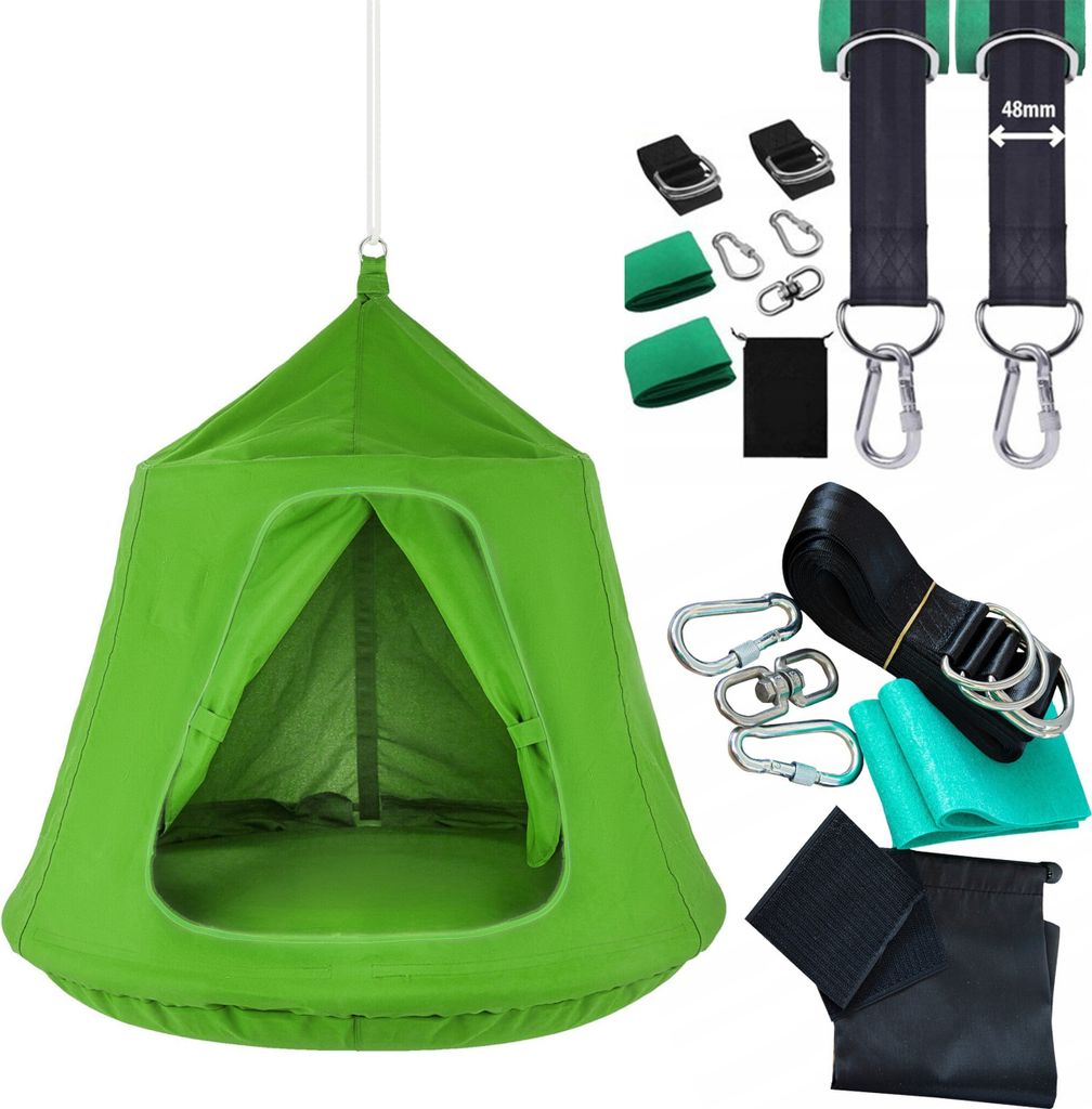 4iQ Schaukel, Storchennest, Gartenschaukel für Kinder mit Kissen, Spielplatz + Gurte