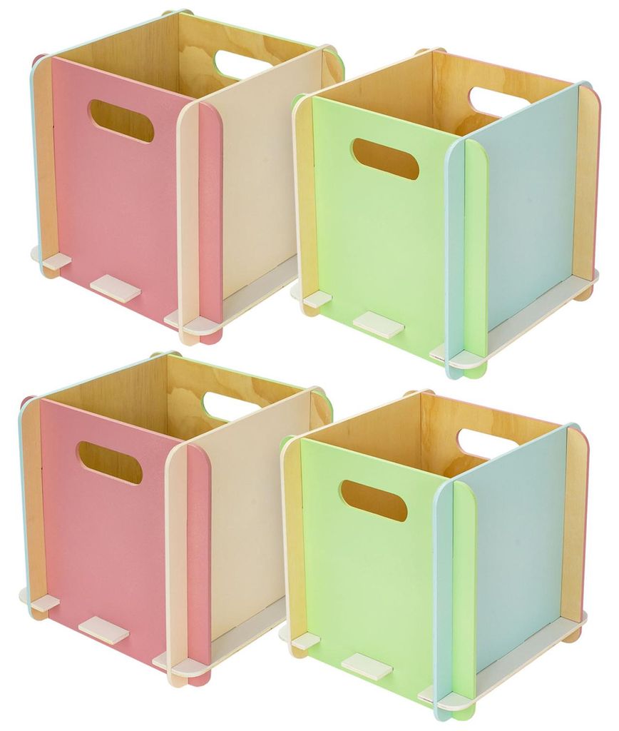 Zusammensteckbare Holzbox 25 cm Mehrfarbig Aufbewahrungsbox für Bücherregale mit einer Tiefe von 25 cm 4 Stück