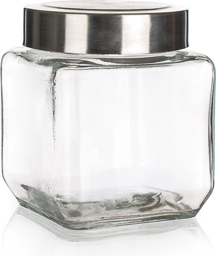 Viereckiger Krug 0,55l Glas + Edelstahldeckel AKCENT