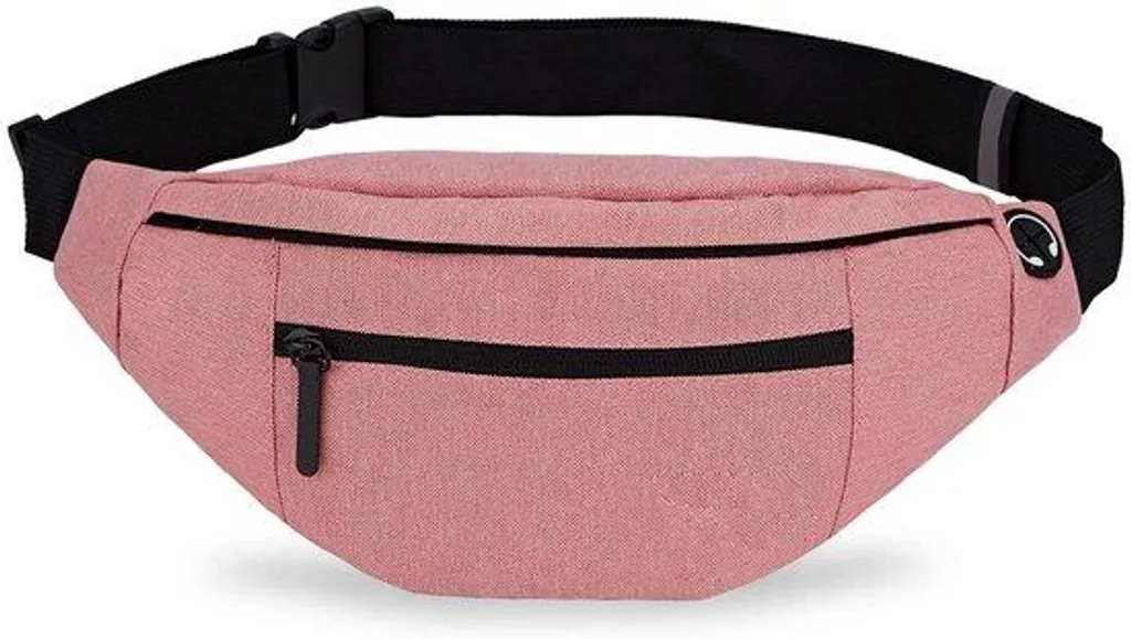 Petit sac bandoulière à 4 zips rose avec sortie casque pour le sport