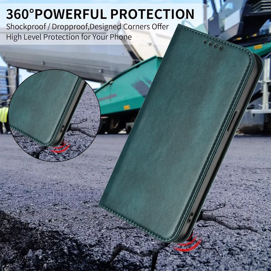 Custodia Motorola Edge 50 Fusion Viaggio - Pelle RFID Verde - 8