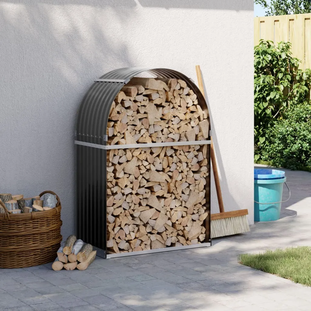 Portalegna Esterno vidaXL 80x45x120 cm Acciaio Antracite Zincato