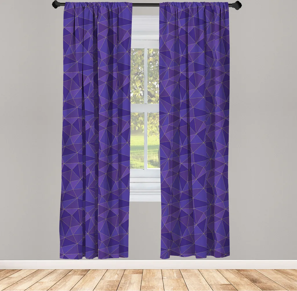 ABAKUHAUS Geometrico Tende, tendaggi, continuazione forme poligonali Formazioni irregolari in monocromo, 2 pezzi 75 x 175 cm, , Indaco Quarzo e Giallo