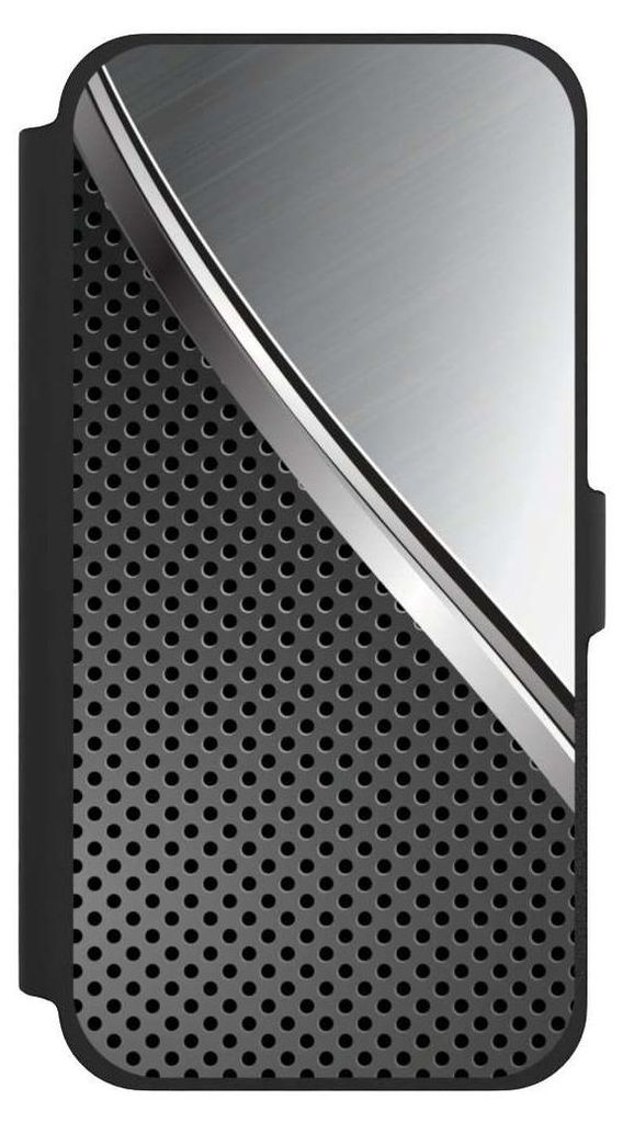 NIVOCASE Klapphülle für Apple iPhone 13 Pro Max Handyhülle aus Kunst Leder NIVOflip schwarz Carbon Metall Stahl