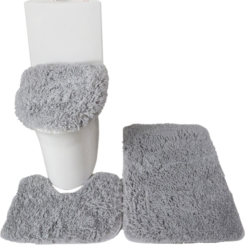 3 STue CKE Badematte Toilettendeckelabdeckung U-foermiger Teppich Rutschfester Weichbodenteppich Wasserabsorbierend Solide Fussmatte Badezimmertepp...