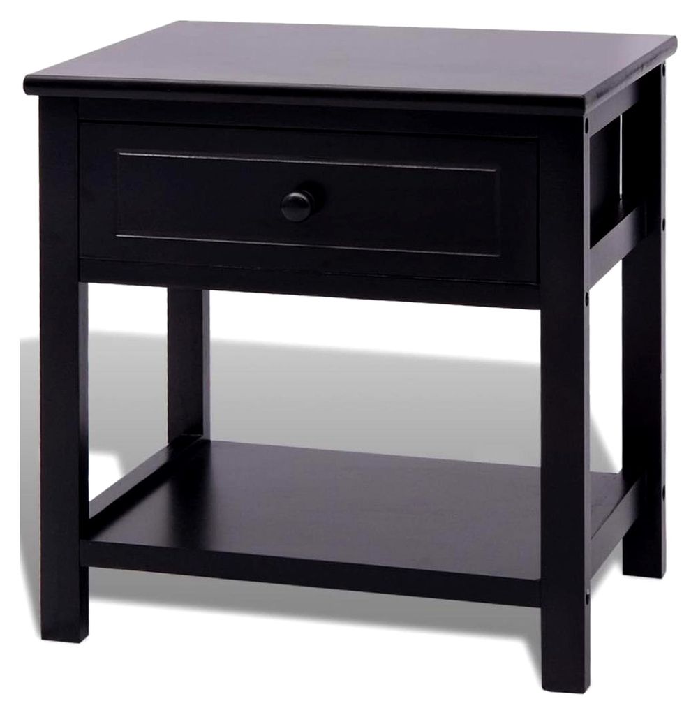 Schwarzer Nachttisch aus Holz, platzsparend, Möbel für Balkon, Wohnzimmer, Büro, Schlafzimmer, Badezimmer