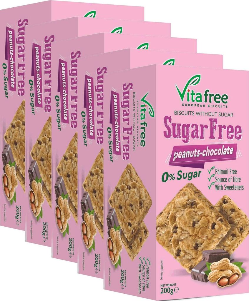Cookies Kekse mit Erdnüssen und dunklen Schokostückchen ohne Zucker 1000g aus Griechenland