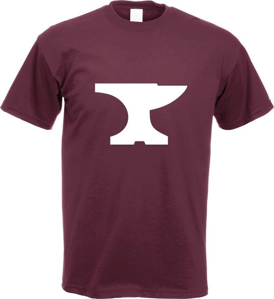 Kiwistar - T-Shirt - Burgund - Amboss Motiv Bedruckt Funshirt Design Print - mit Motiv Bedruckt - Funshirt Design - Sport - Freizeit - Herren - XL