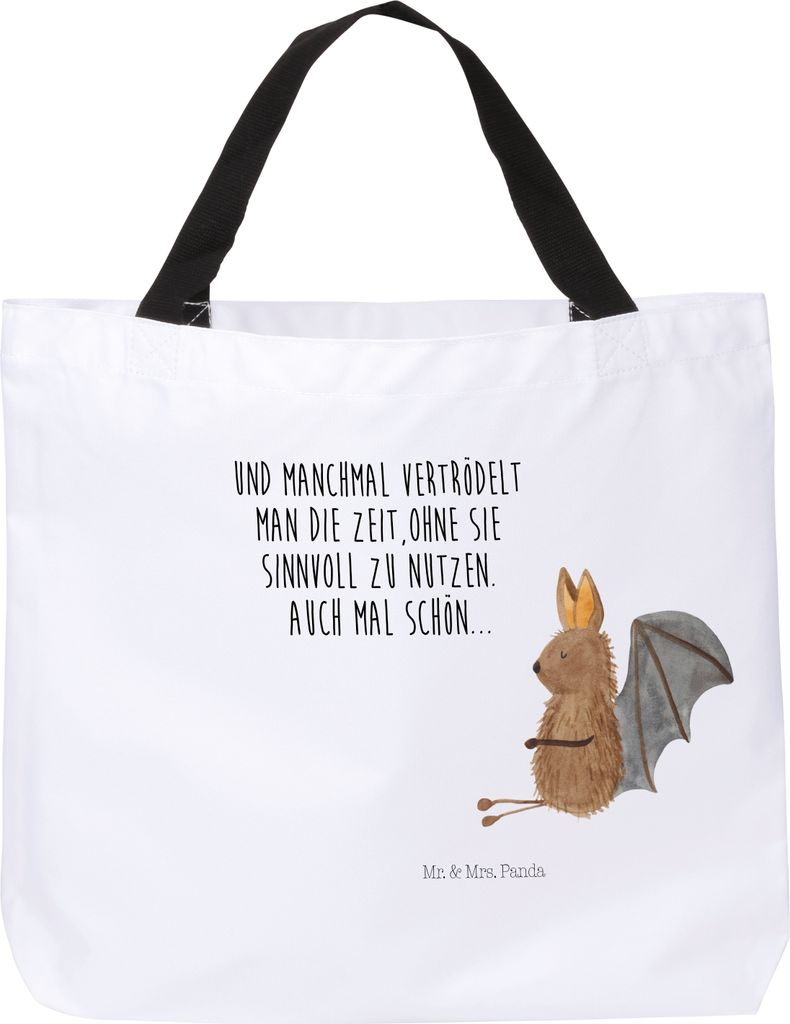 Mr. & Mrs. Panda Reisetasche Fledermaus Sitzen - Weiß - Geschenk, Stoffbeutel, Motivation, Tasche, Tote Bag, Laptoptasche, Fledermäuse, Beutel, E...