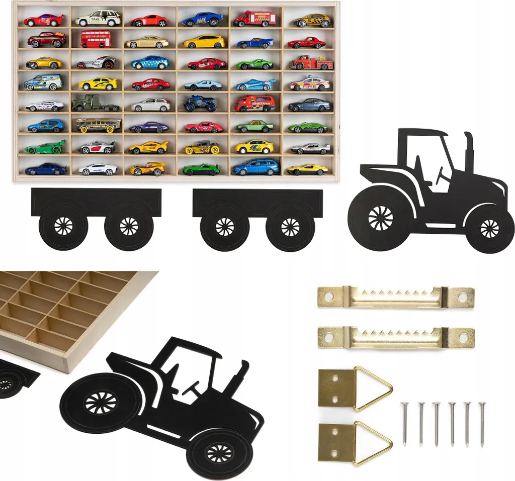Étagère de Rangement Hot Wheels pour 48 Voitures Matchbox en Bois Mural