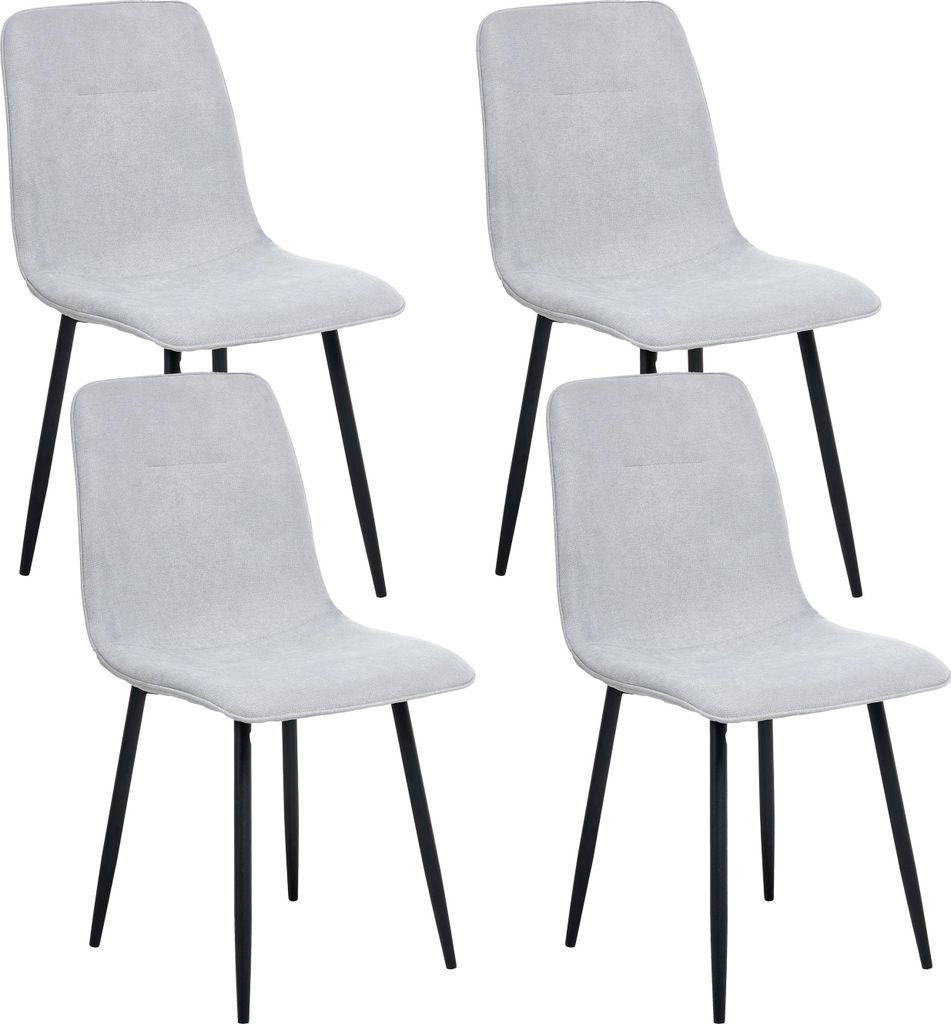 BELIANI Esszimmerstühle 4er Set Hellgrau Stoff Gepolstert mit Schwarzen Beinen Ohne Armlehnen Modern Polsterstühle Küchenstühle Esszimmer Küche
