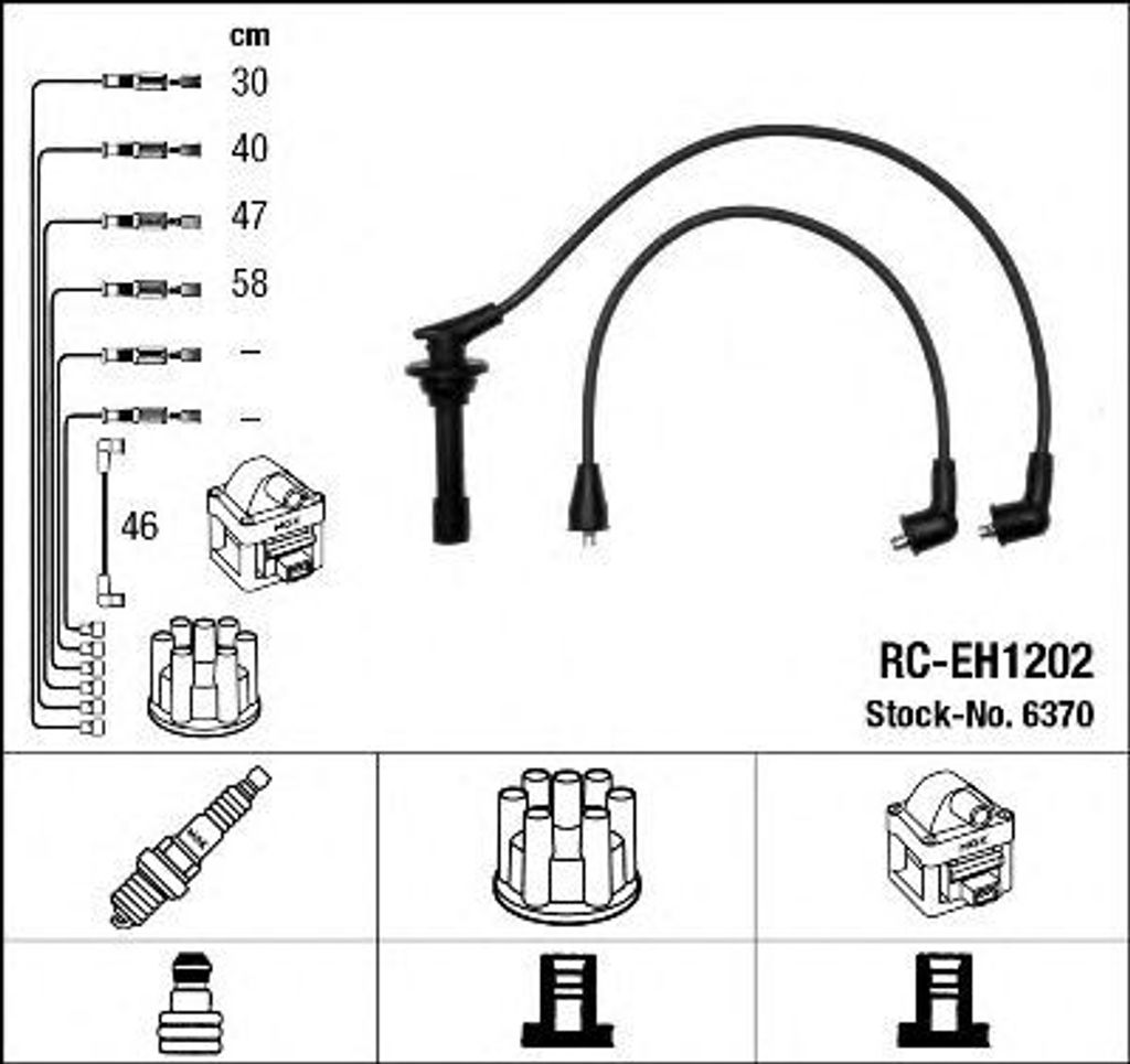 NGK 6370 Zündkabelsatz Zündleitungssatz für HONDA PRELUDE III (BA)