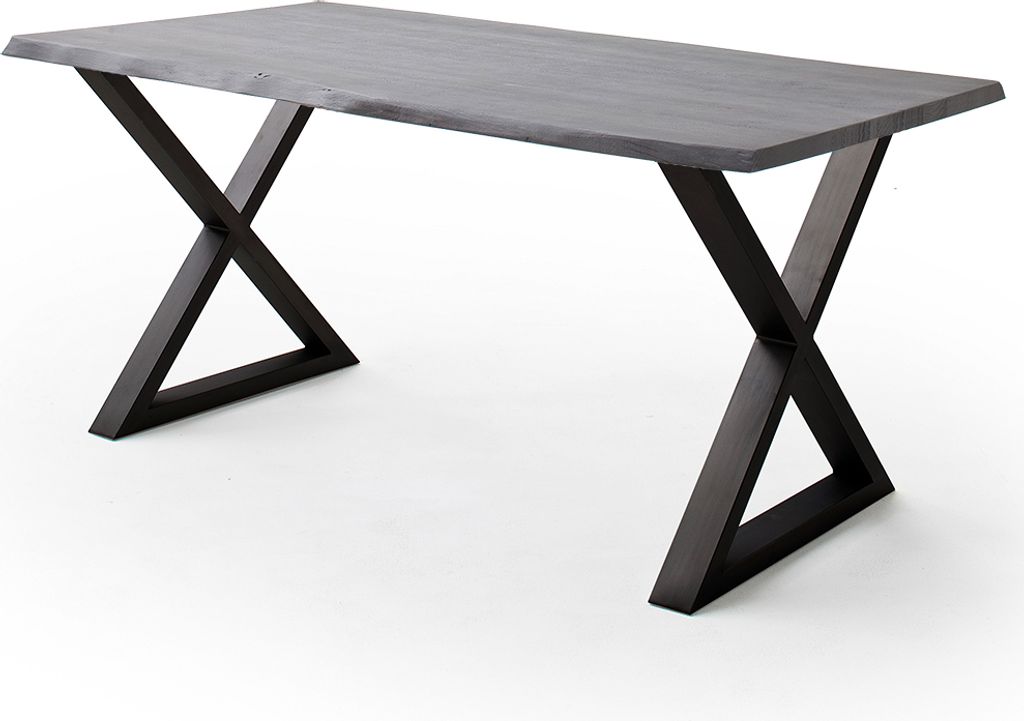 Esszimmer Tisch 180x100 cm, Akazie massiv, grau sandgestrahlt - COSENZA-06