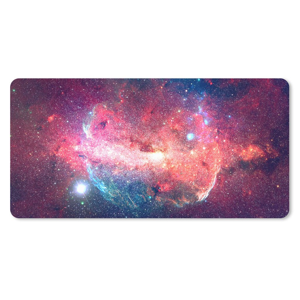 MuchoWow Schreibtischunterlage Orange - Sterne - Weltraum 80x40 cm - XXL Mauspad - Gaming Mauspad