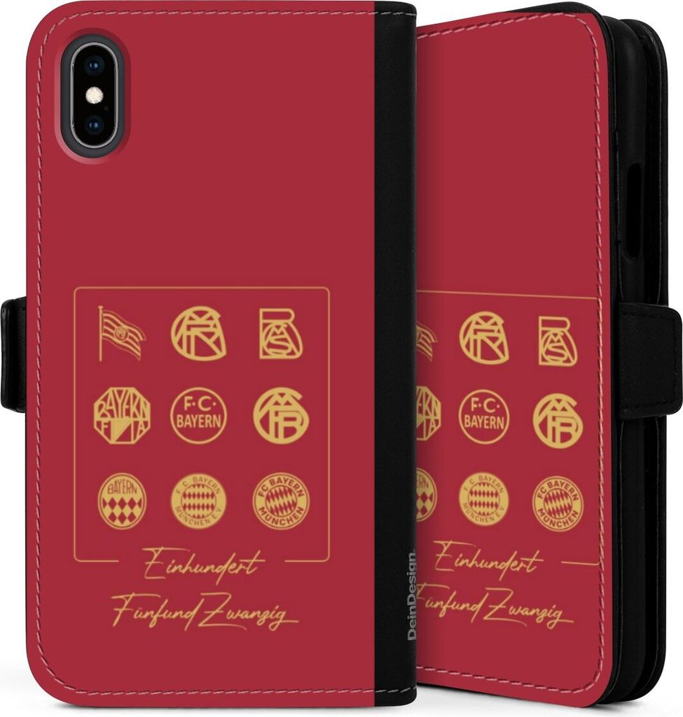 DeinDesign Klapphülle für Apple iPhone X Handytasche Lederhülle Tasche FC Bayern München Fanartikel FCB 125 Jahre