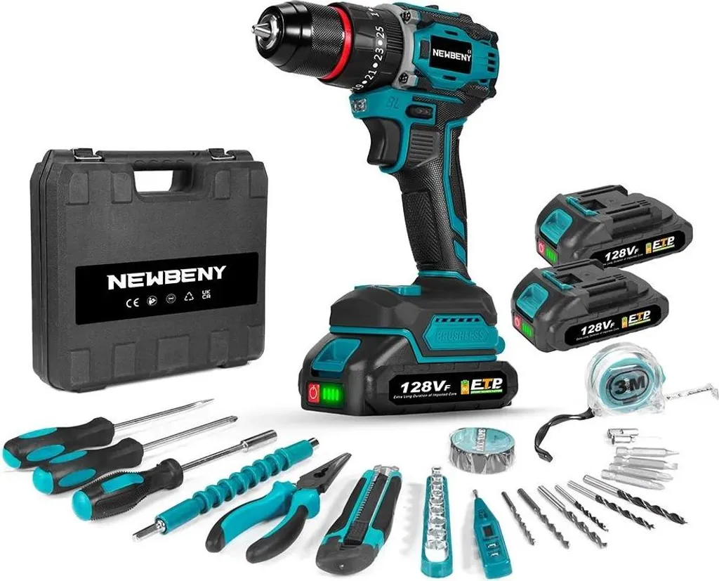 Trapano Avvitatore 18V 3 in 1 Brushless 80Nm + 2 Batterie 18V