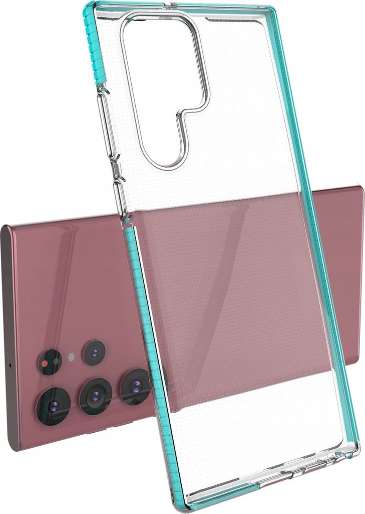 Spring Case Gelhülle mit buntem Rahmen für Samsung Galaxy S22 Ultra dunkelblau
