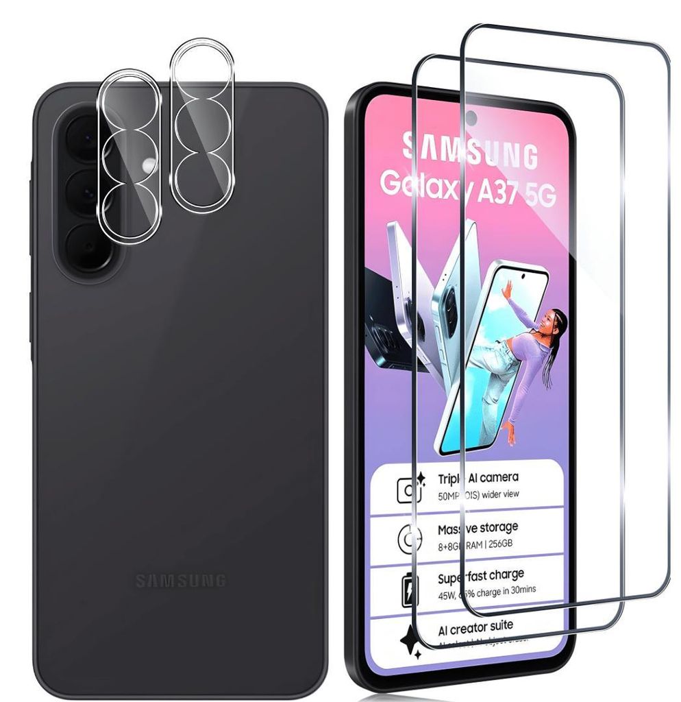 2X Schutzglas für Samsung Galaxy A57 5G Display Kamera Panzerglas Full Screen 9H