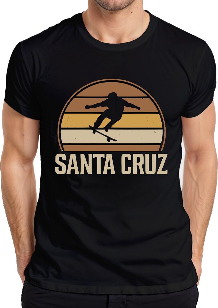 Santa Cruz Skateboard Retro Skater Vintage Sunset Surfer Cali Herren T-Shirt, Schwarz, L