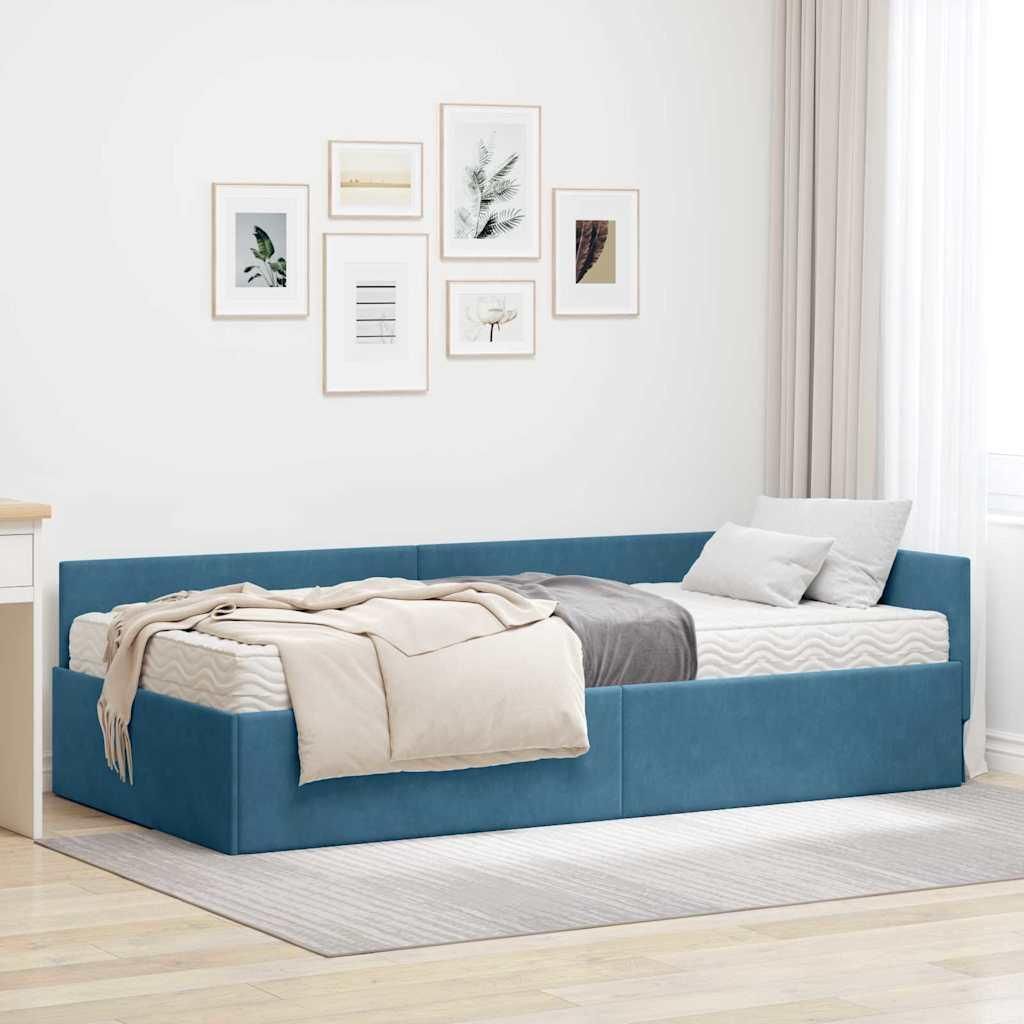 Maison Exclusive - Eckbettgestell mit Matratze Sonstiges 2 pcs Blau Samt