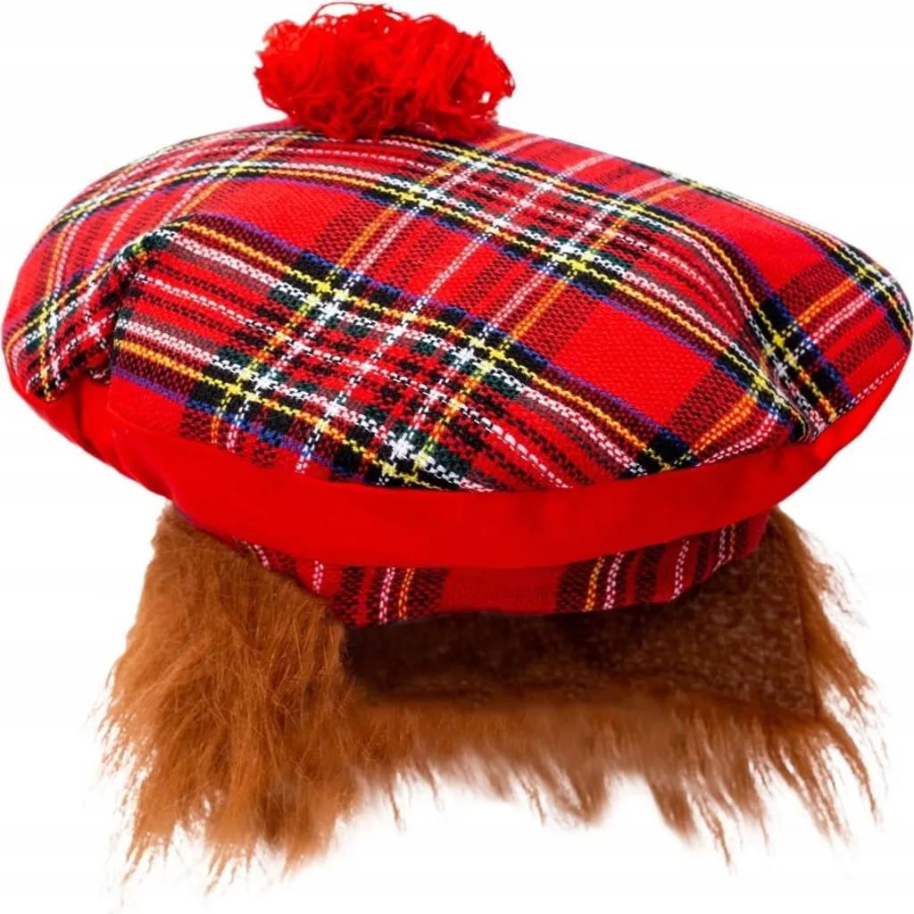 Berretto Tartan Scozzese con Basette | Accessorio Costume Carnevale