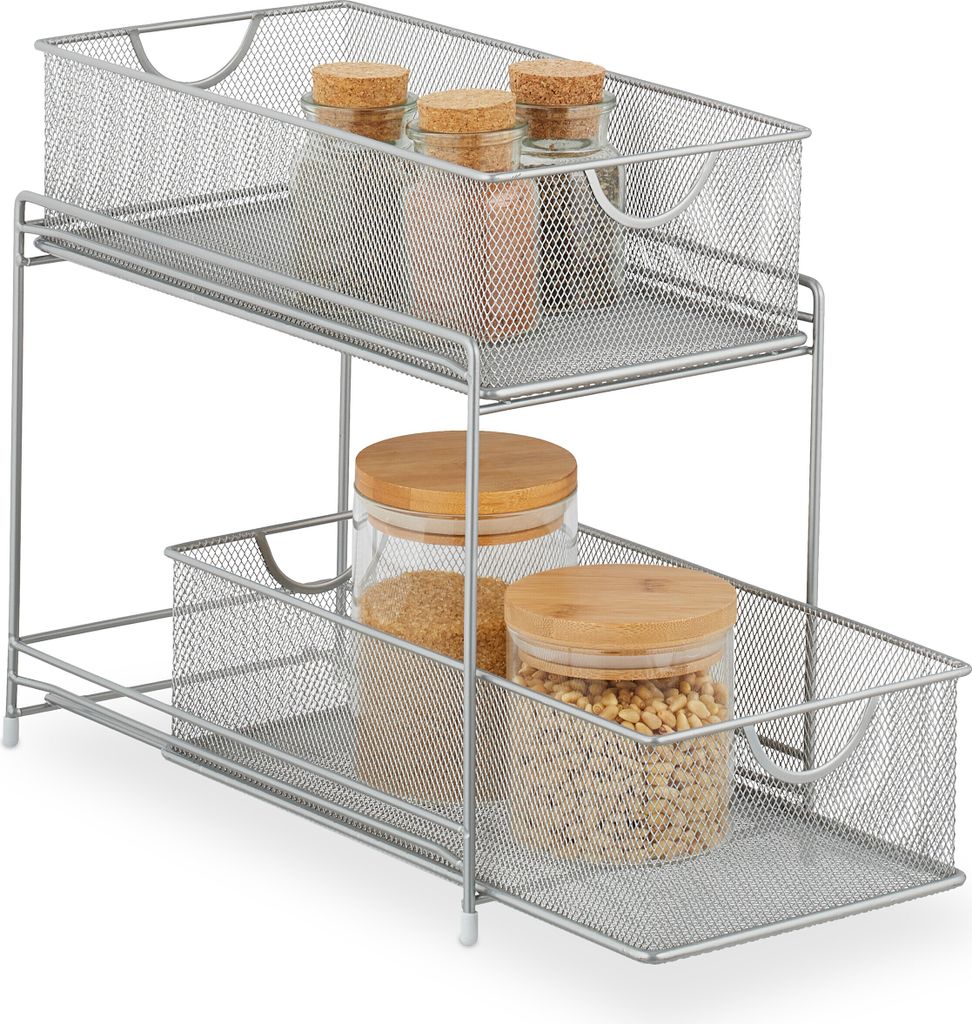 Kuchyňský organizér se 2 výsuvnými koši RD47539, stříbrná Obrázek produktu 