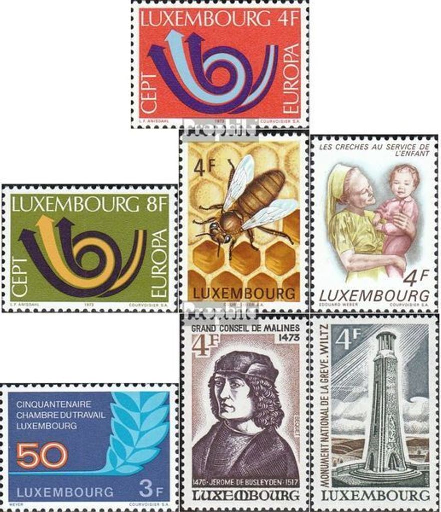 Briefmarken Luxemburg 1973 Mi 862-863,864,865,868,869, 870 (kompl.Ausg.) postfrisch Europa