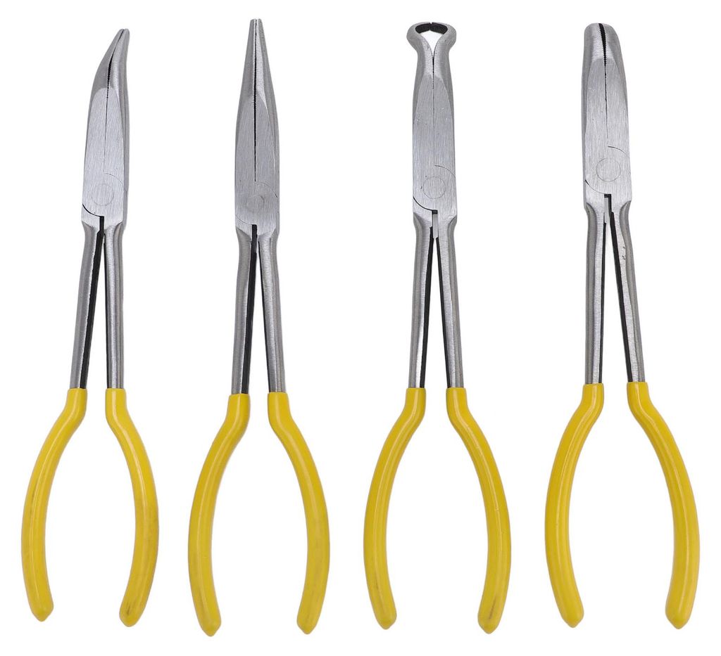11-Zoll-Zangensatz mit langer Reichweite, Kohlenstoffstahl, ergonomische 25° gebogene Nase, 90° gerader O-Typ