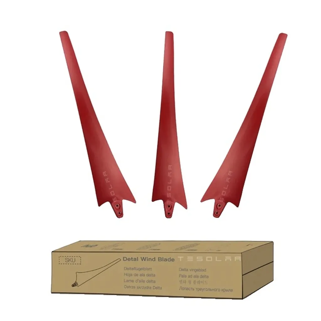 Pales d'éolienne rouges en carbone et nylon - Set de 3 pièces