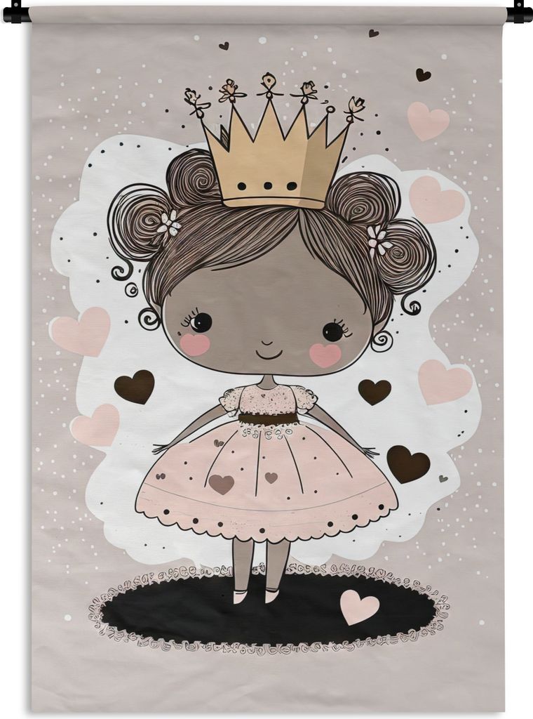 MuchoWow Wandteppich Wandbehang Prinzessinnen - Kleid - Kinder - Mädchen 60x90 cm Tapisserie Dekoration Wandtuch - Foto-Teppich - Abwaschbar