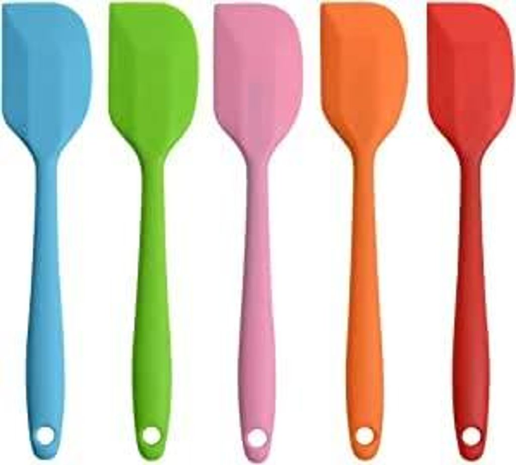 5-teiliges Silikon-Teigschaber-Set, 21 x 4 cm, Silikonspatel, Kochlöffel, zum Kochen und Mischen, hitzebeständig, mehrfarbig