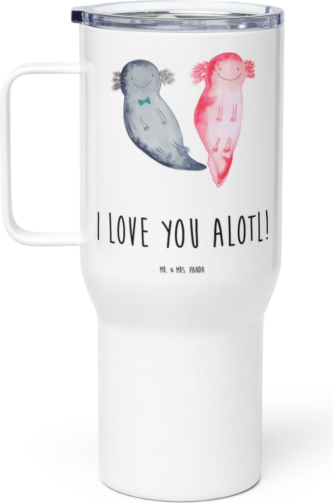 Mr. & Mrs. Panda Thermobecher Axolotl Liebe - Weiß - Geschenk, Hochzeitstag, Thermos-Becher, für Freundin, Mitbringsel, Valentinstag, thermosbech...