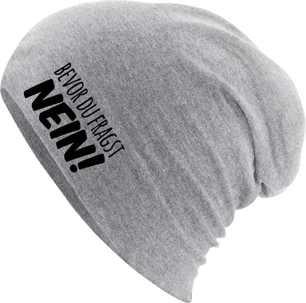 Huuraa Beanie Bevor du fragst Nein Schriftzug Heather Grey Produktbild 