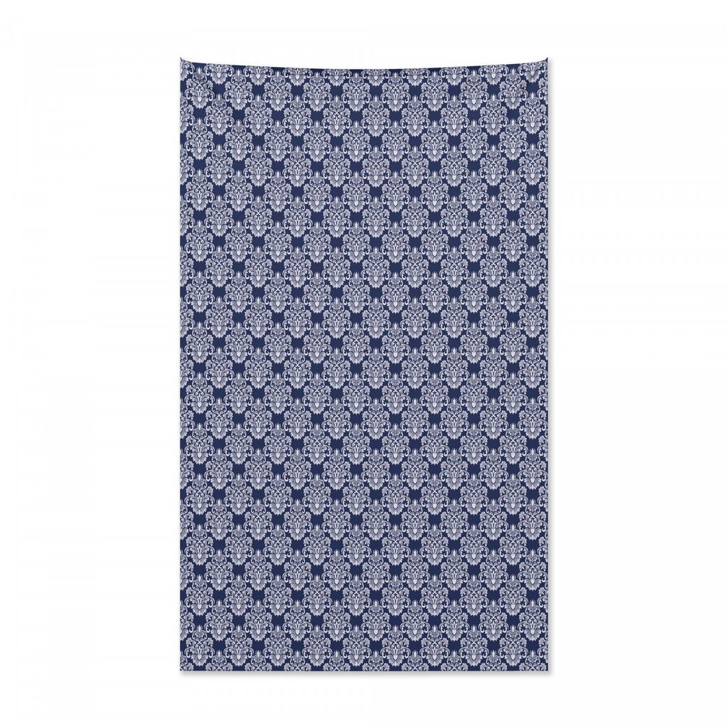 Abakuhaus Navy blau Wandteppich und Tagesdecke, Blumiger antiker Damast aus Weiches Mikrofaser Stoff Kein Verblassen Klare Farben Waschbar, 140 x 2...