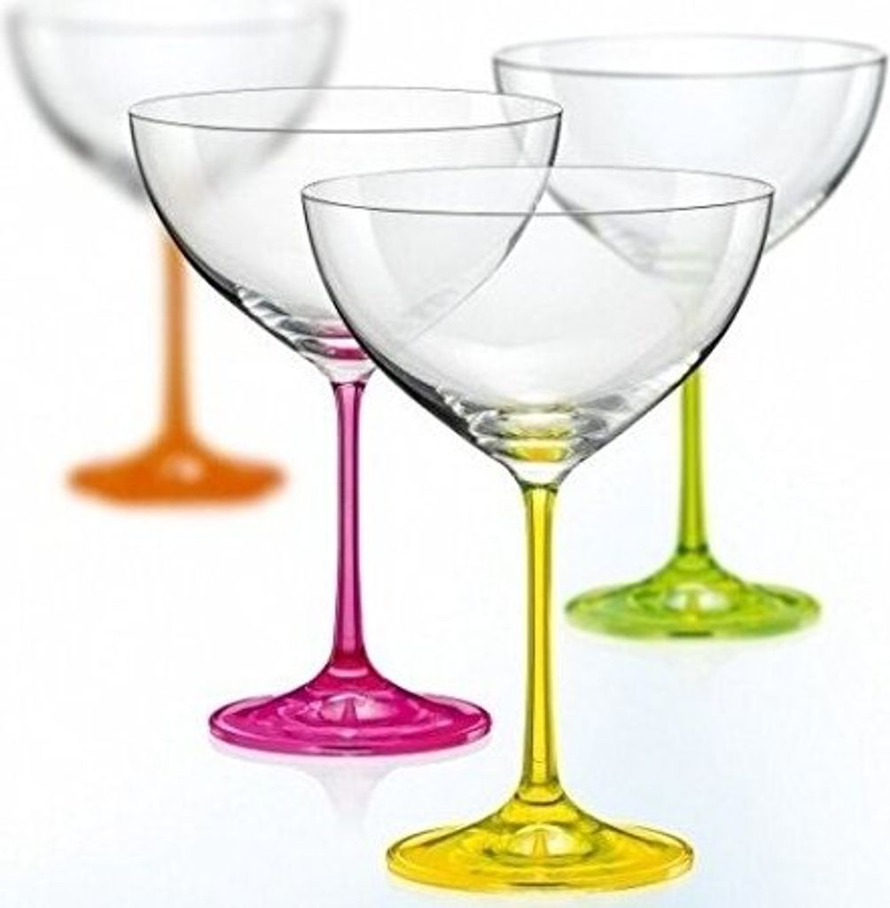 Sektschale Eisschale Neon Kristallglas Cocktailgläser 340 ml mehrfarbig 4er Set Bohemia Crystalex