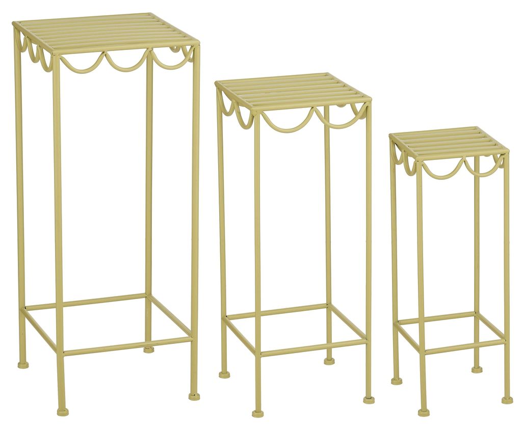 Mica Decorations Rosalie Pflanzentisch für den Außenbereich – Pflanzenregal Set aus 3 – Pflanzenständer für Zimmerpflanzen – Klappbar –...