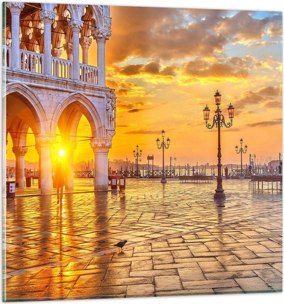 Bilder auf glas - Venedig Stadt - 50x50cm - Glasbilder - Wandbilder - Bilder - Kunstdruck - zum Aufhängen bereit - Wanddekoration aus Glas - Glas ...