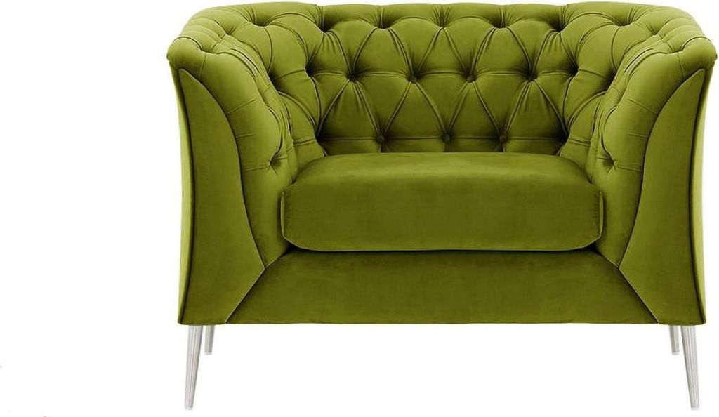 Sessel Chesterfield Modern aus medizinischem Schaumstoff-Velluto 9-verchromtes Metall
