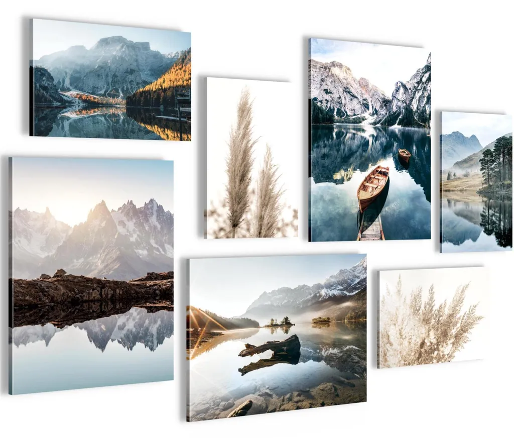 Tableau Prêt à Accrocher Lac et Montagnes - 7 Images d'Ambiance