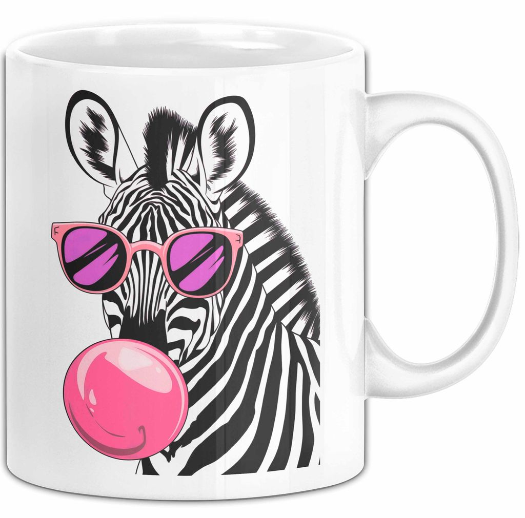 Zebra Kaugummi Tasse Geschenk Lustige Geschenkidee Spruch (Weiß)