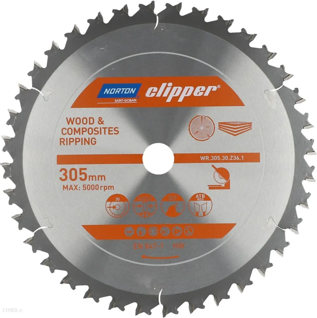 Lame de scie circulaire Norton Clipper Bois 305x30mm 36 dents carbure